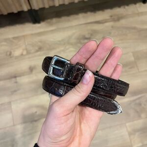 Ralph Lauren Crocodile Dark Brown Leather Belt